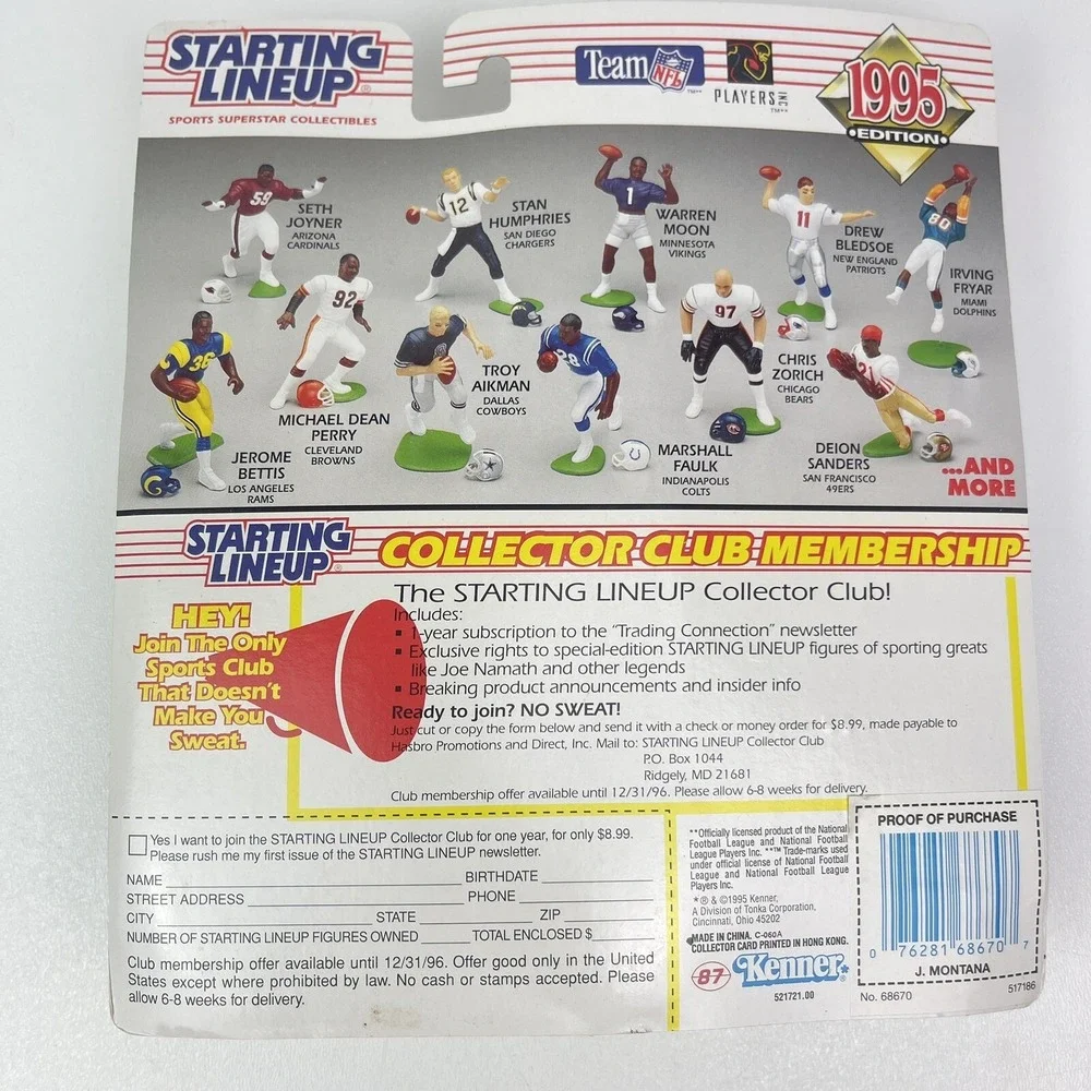 1995 Kenner Starting Lineup JOE MONTANA Retirement Edition Kansas City Chiefs